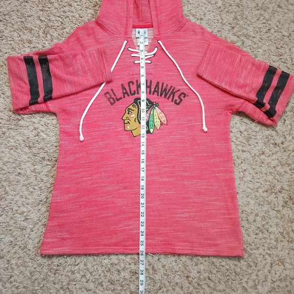 Chicago Blackhawks Jersey String Hoodie Mens M Long Sleeve‎ Red Sweater - Picture 5 of 7